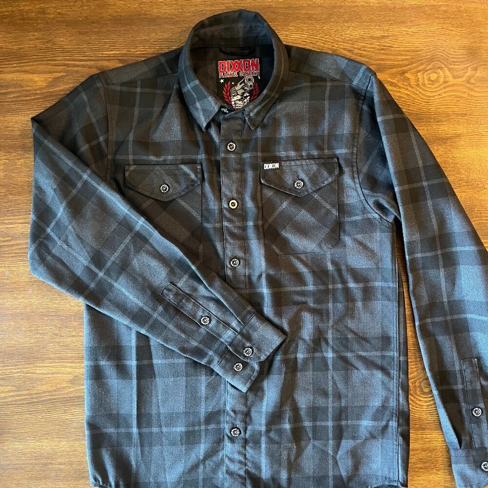 Dixxon Flannel The .45 grey and black plaid button down, Men's Small